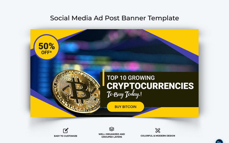 Crypto Currency Facebook Ad Banner Template-08 Social Media
