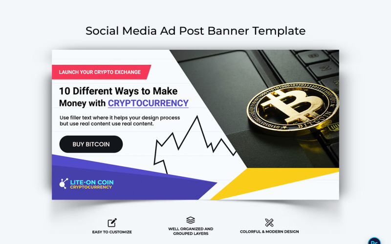 Crypto Currency Facebook Ad Banner Template-09 Social Media