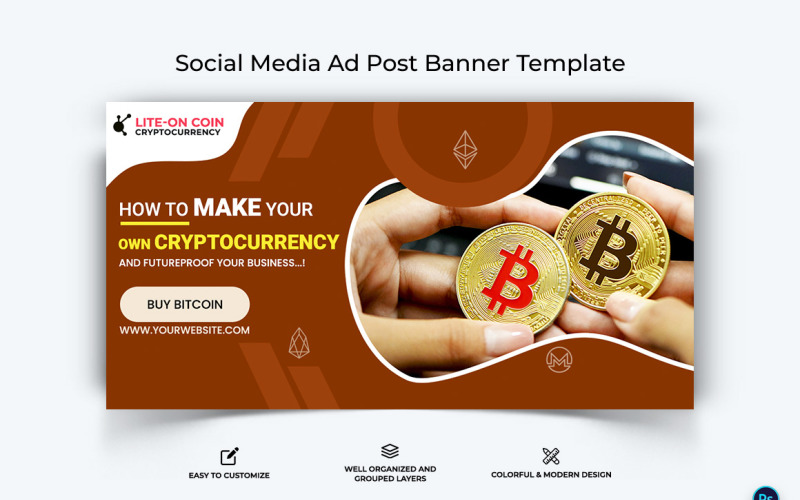 Crypto Currency Facebook Ad Banner Template-10 Social Media