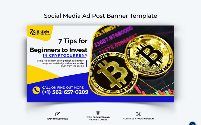 Crypto Currency Facebook Ad Banner Template-11 Social Media