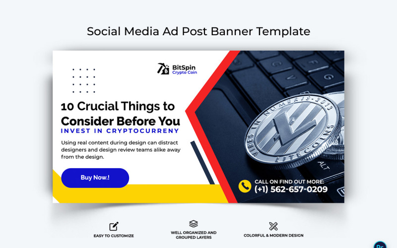 Crypto Currency Facebook Ad Banner Template-12 Social Media