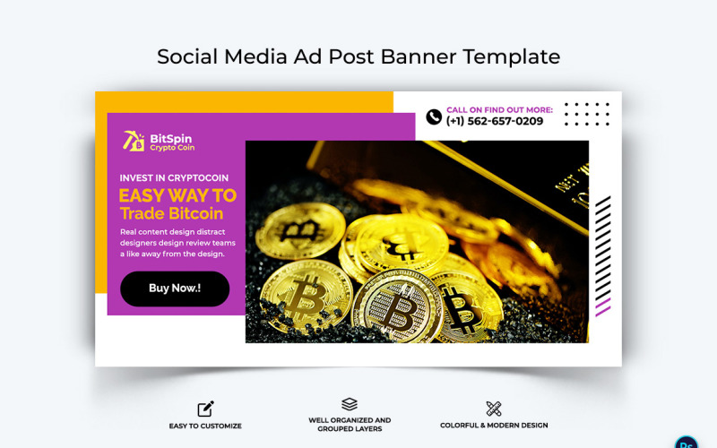 Crypto Currency Facebook Ad Banner Template-15 Social Media