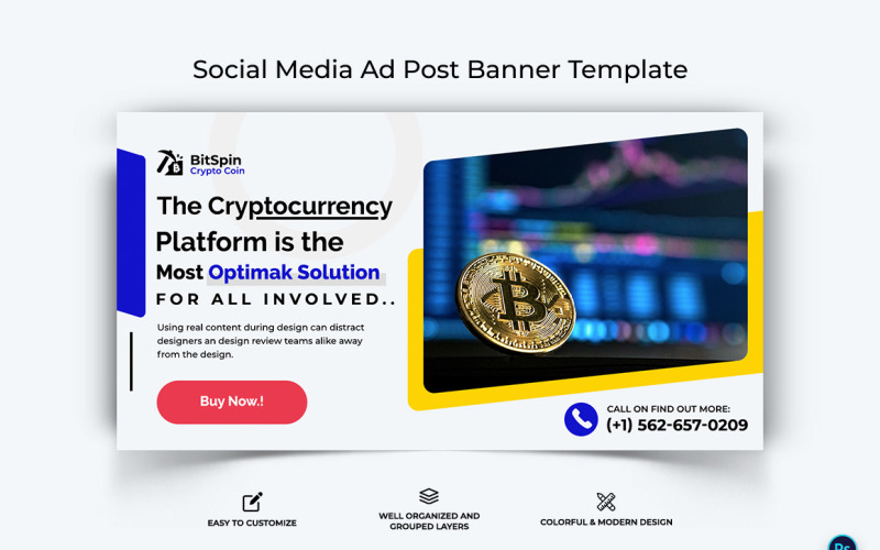 Crypto Currency Facebook Ad Banner Template-16 Social Media