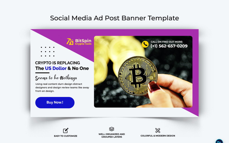 Crypto Currency Facebook Ad Banner Template-20 Social Media