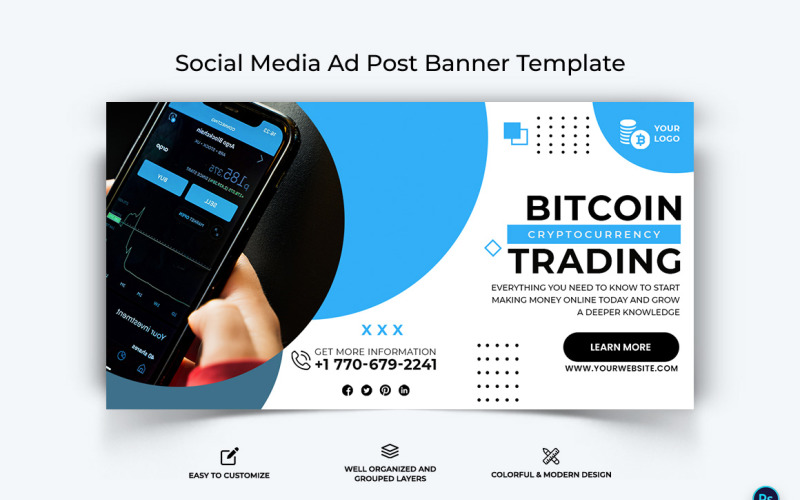 Crypto Currency Facebook Ad Banner Template-23 Social Media