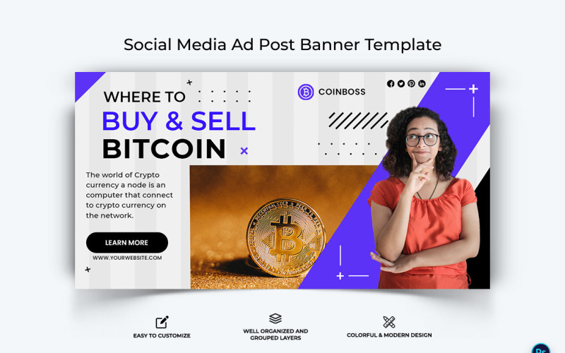 Crypto Currency Facebook Ad Banner Template-25 Social Media
