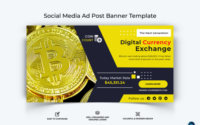 Crypto Currency Facebook Ad Banner Template-27 Social Media