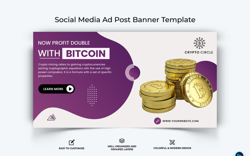 Crypto Currency Facebook Ad Banner Template-31 Social Media