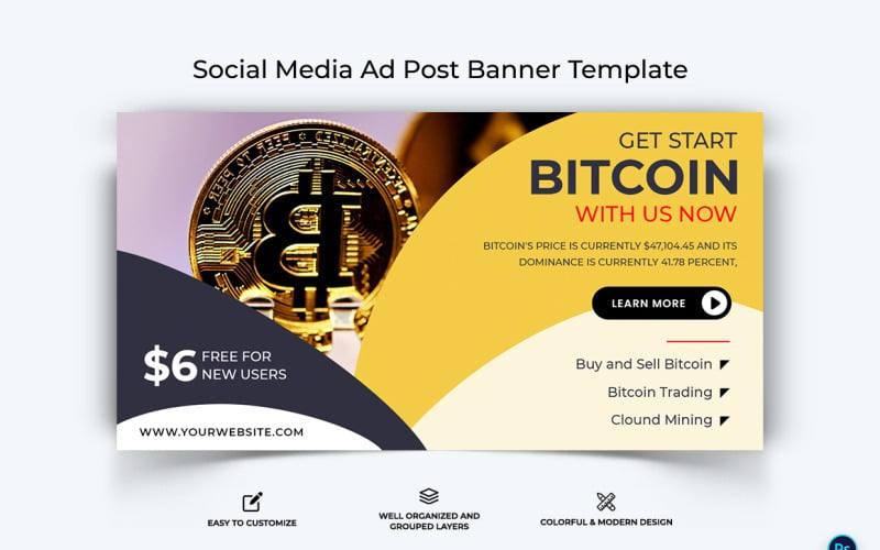 Crypto Currency Facebook Ad Banner Template-36 Social Media