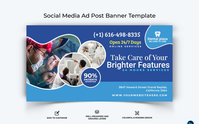 Dental Care Facebook Ad Banner Design Template-01 Social Media