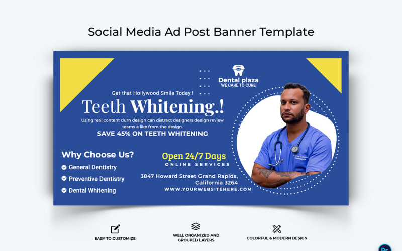 Dental Care Facebook Ad Banner Design Template-02 Social Media
