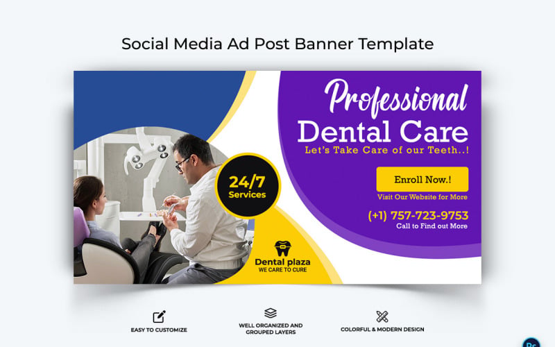 Dental Care Facebook Ad Banner Design Template-04 Social Media