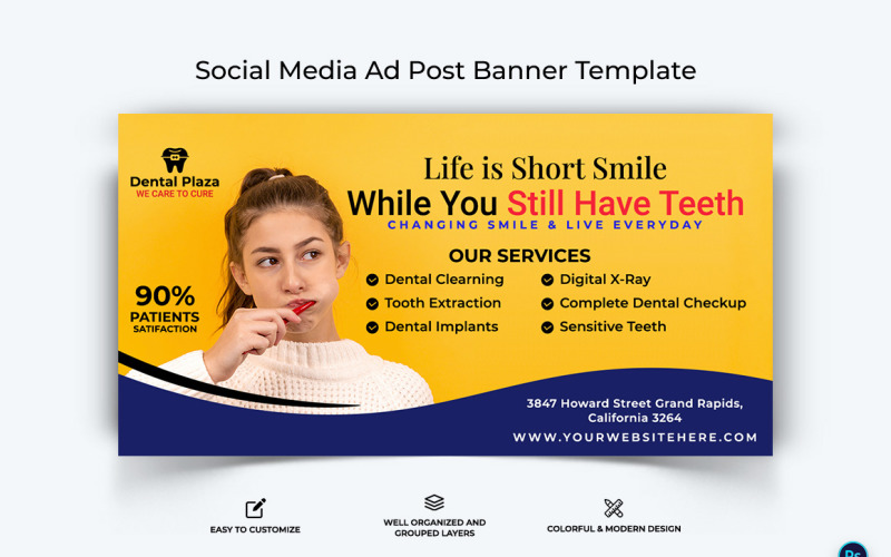 Dental Care Facebook Ad Banner Design Template-09 Social Media