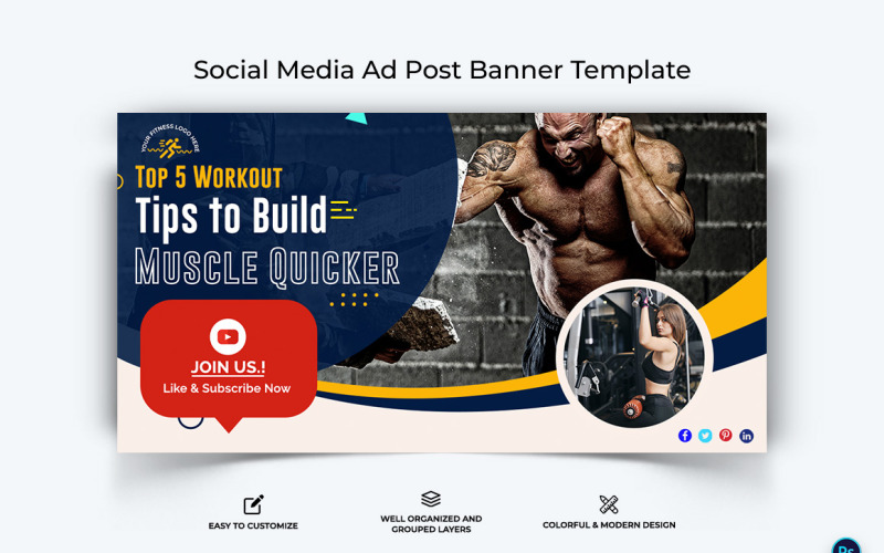 Fitness Facebook Ad Banner Design Template-01 Social Media