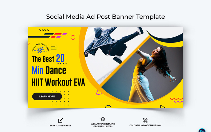 Fitness Facebook Ad Banner Design Template-08 Social Media