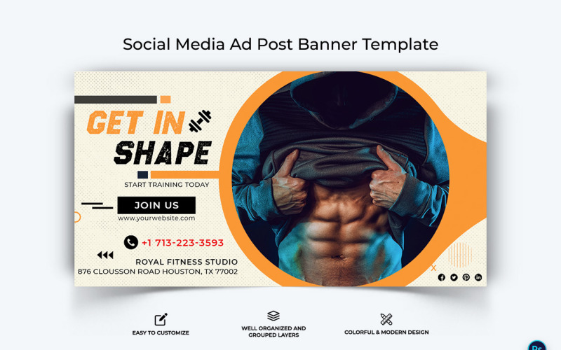 Fitness Facebook Ad Banner Design Template-18 Social Media