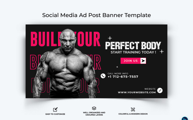 Fitness Facebook Ad Banner Design Template-30 Social Media