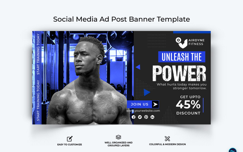 Fitness Facebook Ad Banner Design Template-32 Social Media