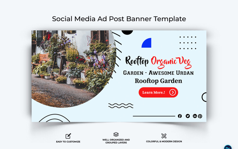 Home Gardening Facebook Ad Banner Design Template-04 Social Media