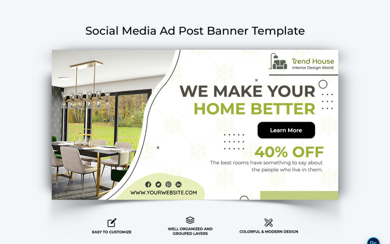 Interior Minimal Facebook Ad Banner Design Template-15 Social Media