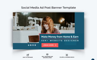 Online Money Earnings Facebook Ad Banner Design Template-10