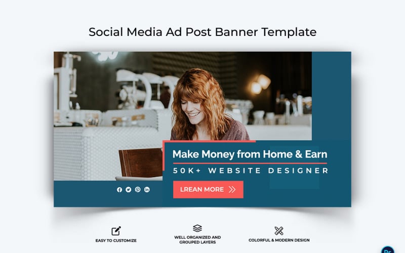 Online Money Earnings Facebook Ad Banner Design Template-10 Social Media