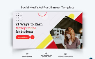 Online Money Earnings Facebook Ad Banner Design Template-16