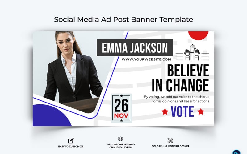 Political Campaign Facebook Ad Banner Design Template-02 Social Media