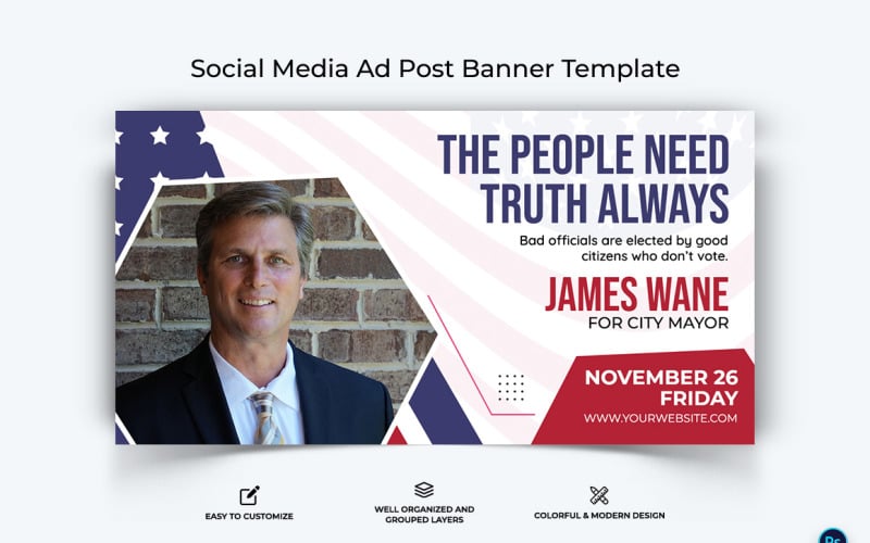 Political Campaign Facebook Ad Banner Design Template-03 Social Media