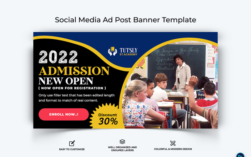 School Admissions Facebook Ad Banner Design Template-02 Social Media