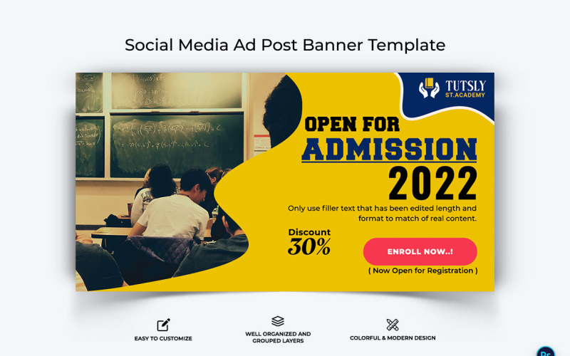 School Admissions Facebook Ad Banner Design Template-03 Social Media