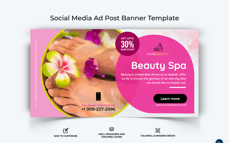 Spa Salon Facebook Ad Banner Design Template-12 Social Media