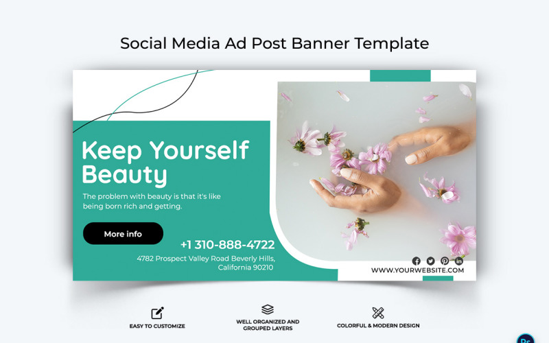 Spa Salon Facebook Ad Banner Design Template-16 Social Media
