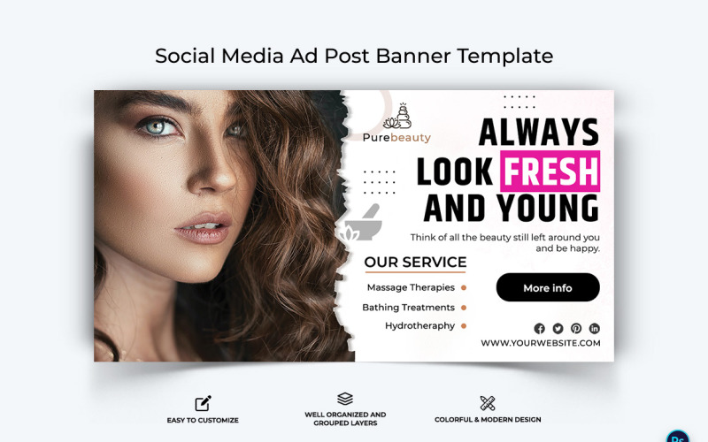 Spa Salon Facebook Ad Banner Design Template-17 Social Media