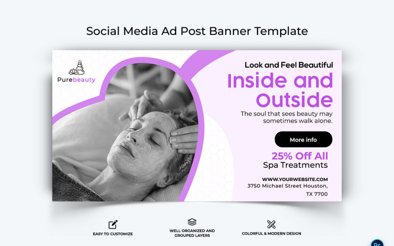 Spa Salon Facebook Ad Banner Design Template-18 Social Media