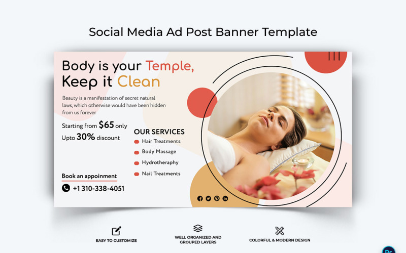 Spa Salon Facebook Ad Banner Design Template-23 Social Media