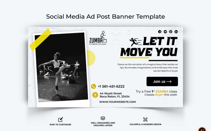 Zumba Dance Facebook Ad Banner Design-14 Social Media
