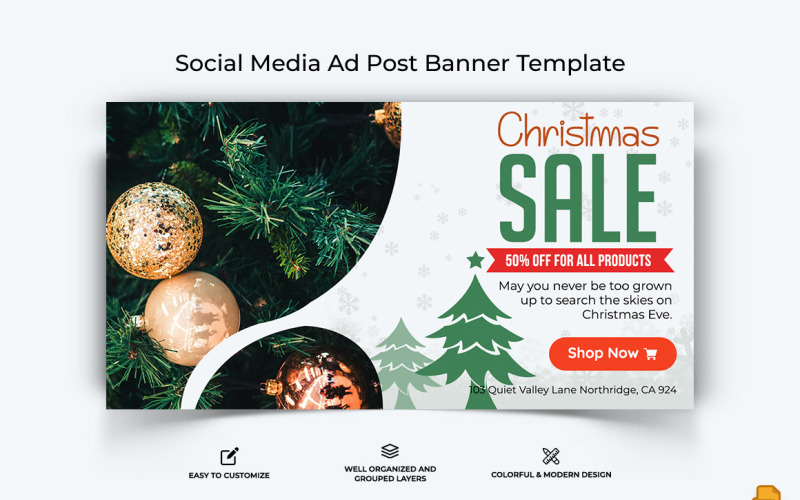Christmas Sale Facebook Ad Banner Design-003 Social Media