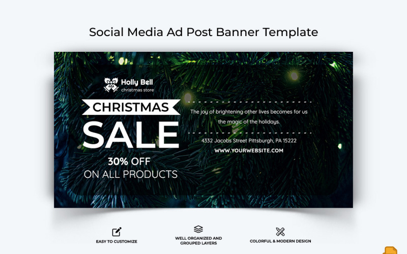 Christmas Sale Facebook Ad Banner Design-008 Social Media