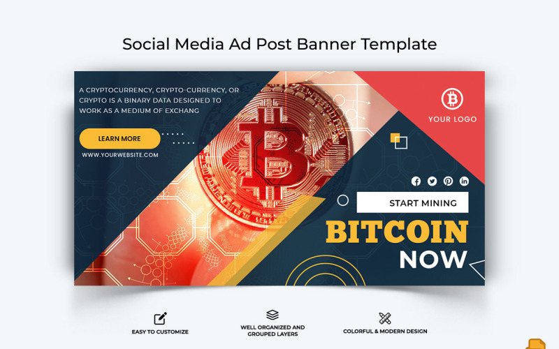 Cryptocurrency Facebook Ad Banner Design-028 Social Media