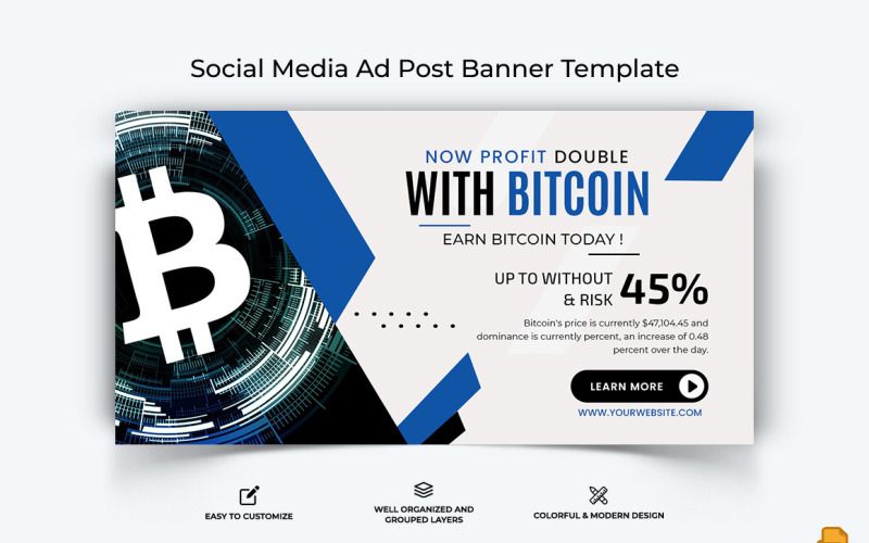 Cryptocurrency Facebook Ad Banner Design-030 Social Media