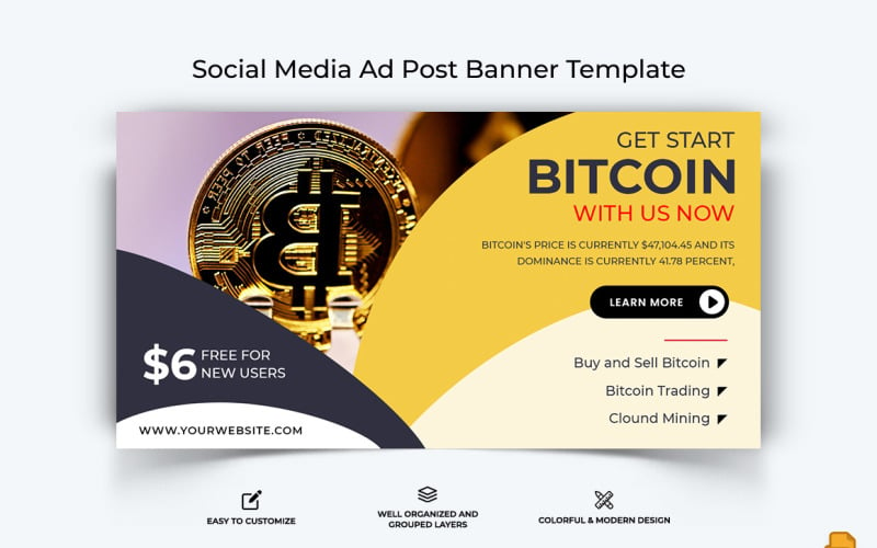Cryptocurrency Facebook Ad Banner Design-036 Social Media