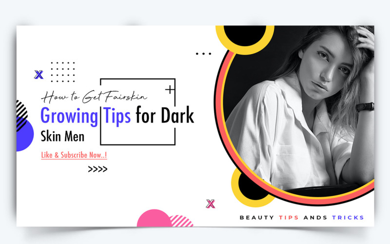 Beauty Tips YouTube Thumbnail Design Template-14 Social Media