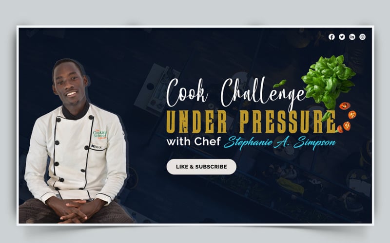 Chef Cooking YouTube Thumbnail Design Template-02 Social Media