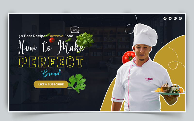 Chef Cooking YouTube Thumbnail Design Template-04 Social Media