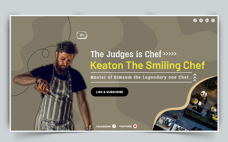 Chef Cooking YouTube Thumbnail Design Template-10 Social Media