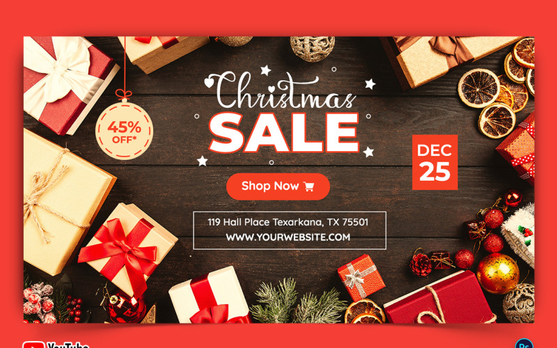 Christmas Sale Offers YouTube Thumbnail Design Template-02 Social Media