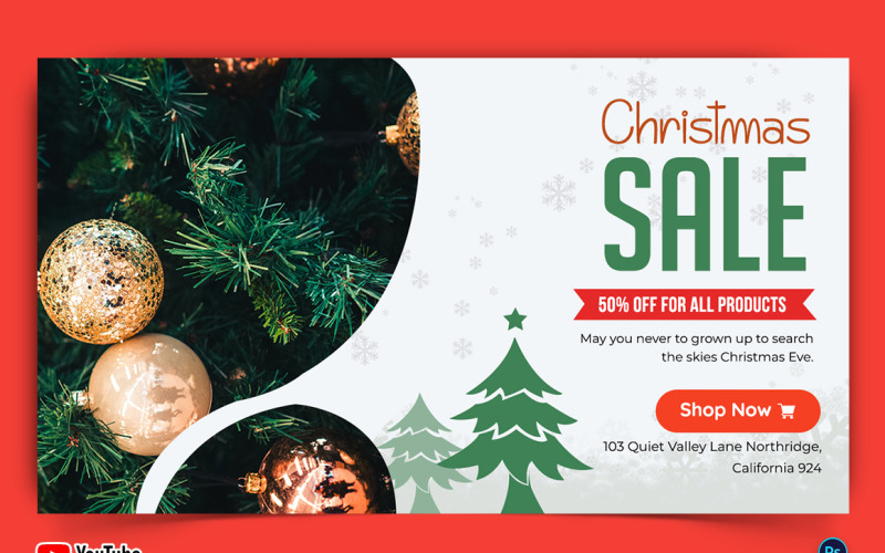 Christmas Sale Offers YouTube Thumbnail Design Template-03 Social Media