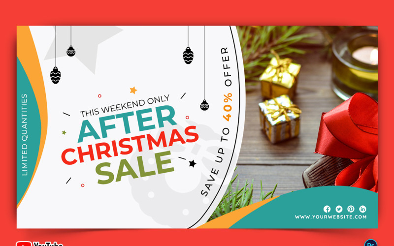 Christmas Sale Offers YouTube Thumbnail Design Template-04 Social Media