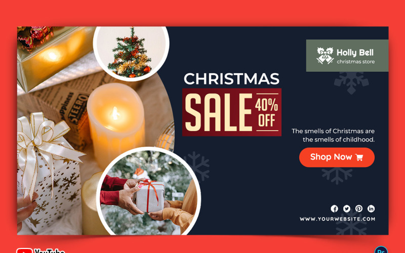 Christmas Sale Offers YouTube Thumbnail Design Template-05 Social Media